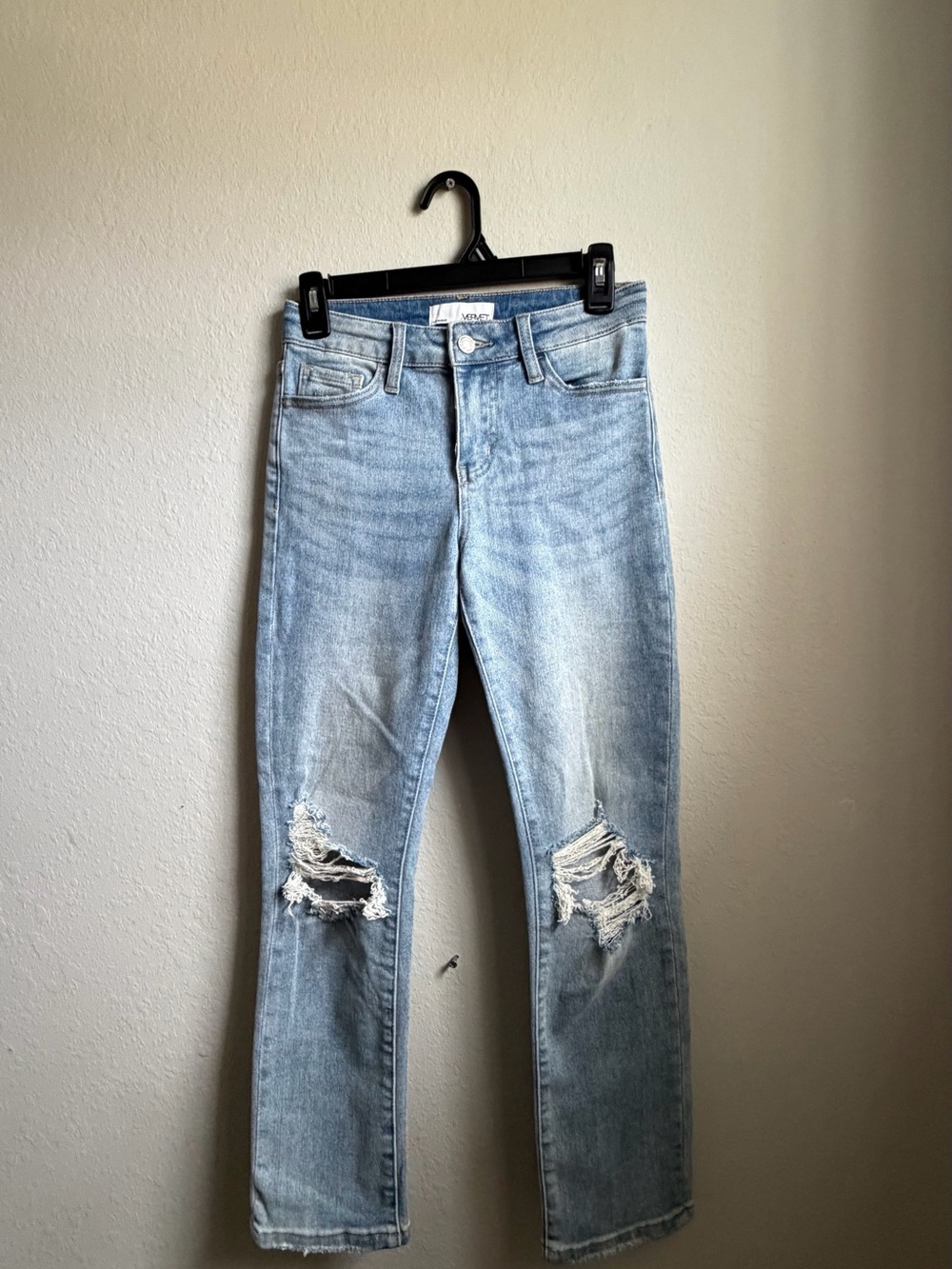 Light Wash Distressed Wide Leg Jeans